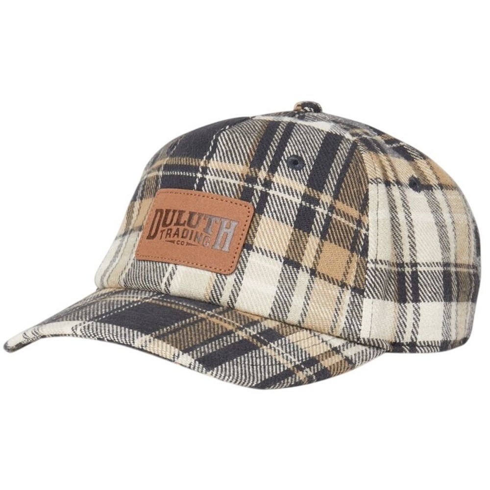 Duluth Trading Co Burly Flannel Ball Cap Black Vintage Plaid Hat 80879 XL/2XL